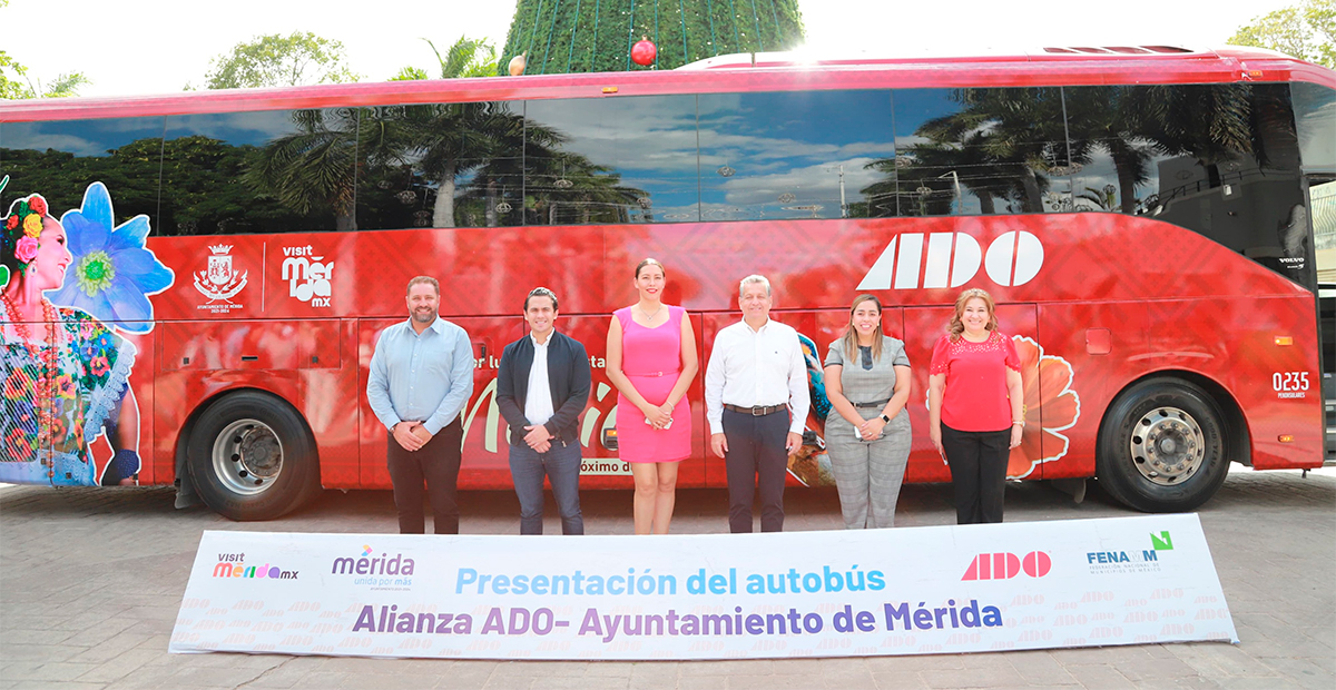 Mérida y ADO se unen para impulsar el turismo con un autobús promocional